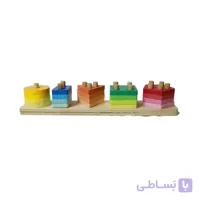 بازی فکری چوبی مونته سوری 5 ستون جاگذاری اشکال هندسی