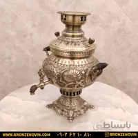 سماور شیر و خورشید زغالی برنجی آنتیک ۴ لیتری کد ۴۱۴