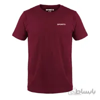 تیشرت مردانه نخی ساده زرشکی 04