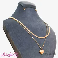 گردنبند زنانه استیل دو ردیفه طرح قلب کد 2015