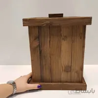 سطل چوبی چهارگوش بزرگ رنگ قهوه ای