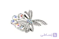 گل سینه طرح دسته گل نقره‌ای