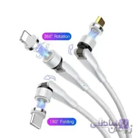 کابل شارژ و کابل تبدیل مغناطیسی(مگنتی) 3 امپری مدل mob02 USB با سه کانکتور USB-C/ لایتنینگ / microUSB  طول 1 متر