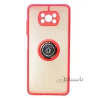 قاب محافظ مات انگشتی شیائومی پوکو اکس3 Translucent Matte Hybrid Ring Case Xiaomi poco قرمز