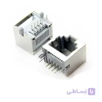 سوکت کانکتور شبکه مادگی RJ45 فلزی طوسی 8 پین