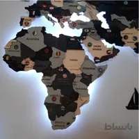 دیوارکوب نقشه جهان پازلی با نور مخفی طوسی و مشکی