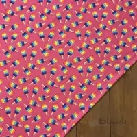 پارچه تریکو طرح بستنی رنگ صورتی کد 1711