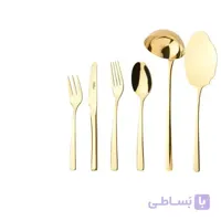 سرویس 57 پارچه ناب استیل مدل فلورانس (طلایی)