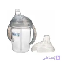 لیوان آبمیوه خوری نی دار 6+ ماه نابی NUBY ظرفیت 240 میلی لیتر طوسی