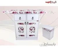 ميز اتو و چرخ خیاطی تاشو عروس MDF با کاناپه سبد لباسی کد 112