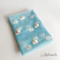 روسری توری بابونه آبی آسمانی