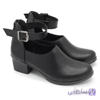 کفش چرم زنانه مدل پشت زیپ مچی رنگ مشکی