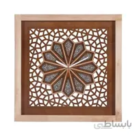 ساعت گره چینی مجموعه چوب و مینا طرح ترنج قهوه ای ا ساعت گره چینی مجموعه چوب و مینا طرح ترنج قهوه ای