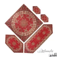 سرویس کامل رومیزی ترمه طرح شاهسوند رنگ قرمز