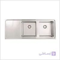 سینک ظرف شویی دو لگنه سینی دار استیل بیمکث کد BS742
