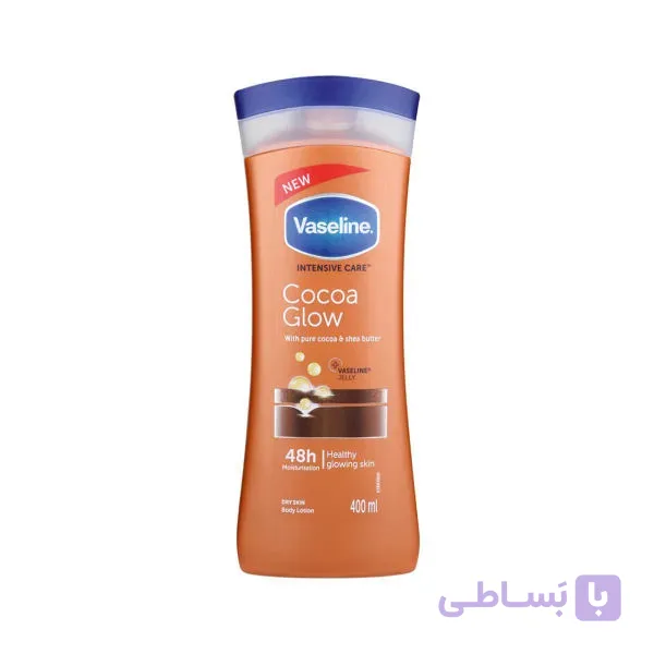 لوسیون بدن وازلین حاوی عصاره کاکائو حجم 400 میل ا Vaseline Intensive Care Cocoa Glow Body Lotion 400ml