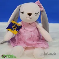 عروسک خرگوش سفید با لباس صورتی ارتفاع ۳۵ سانتی متر