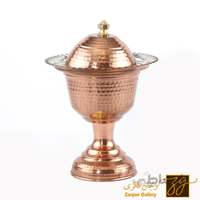 قندان مسی کنگره ای پایه بلند