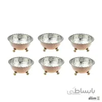 کاسه پیاله پایه دار مسی طرح کنگره مجموعه 6 عددی