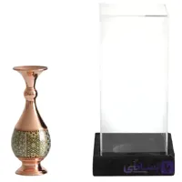 گلدان مسی خاتم کاری ارتفاع 25 سانتی متر کدGT-23