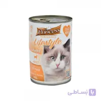 کنسرو گربه پرنسس طعم مرغ و بوقلمون وزن405گرم