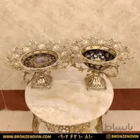 شیرینی خوری برنزی و میوه خوری برنزی صفحه چینی کد ۱۰۴۳