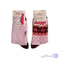 جوراب ساق دار پشمی مدل AF1479-F زرشکی-صورتی