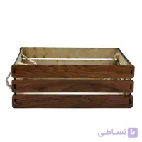 جعبه هدیه چوبی قهوه ای بزرگ دسته دار 19*25*10