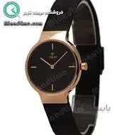 ساعت ویولت زنانه کلاسیک مشکی رزگلد بند حصیری صفحه مشکی کد 0528/2L
