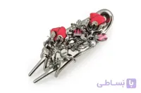 گیره مو انبری کروم دودی گل برجسته