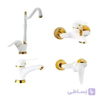 ست شیرآلات مدل لیزا سفید طلایی