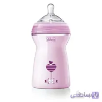 شیشه شیر 6+ ماه نچرال چیکو Chicco ظرفیت 330 میلی لیتر صورتی
