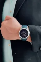 ساعت مردانه بند چرم ابی
