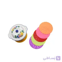 زیر قابلمه ای فانتزی سیلیکنی مدل گرد رنگ بنفش و زردو صورتی وقرمز وسبز