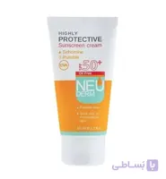 کرم ضد آفتاب فاقد چربی بدون رنگ نئودرم ا Neuderm Highly Protective Sunscreen Cream SPF50 Max Tinted 50ml