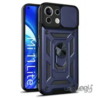 قاب اورجینال اسلاید آرمور مناسب برای گوشی Xiaomi MI 11 Lite طرح محافظ لنزدار کشویی مجهز به رینگ استندشو و مگنتی
