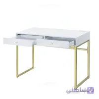 میز تحریر پایه استیل دو کشو مدل نیلو