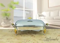 سوفله مستطیل متوسط استیل برند دیاکو مدل النا براق پایه طلایی 215g