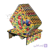 ست زیر لیوانی همراه با پایه طرح کاشی کاری کد CO02T005
