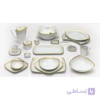 سرویس غذاخوری 6 نفره 30 پارچه چینی پردیس کاشان قالب پاریس طرح صنم نسکافه ای کد 463N