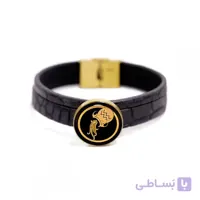 دستبند چرم روکش طلا سری ونوس ماه تولد بهمن GLBM11