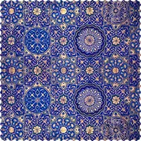 رومیزی مخمل مربع مهر و کاشی طلایی