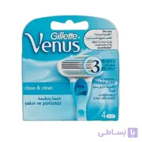 تیغ یدک ژیلت مدل Venus Close & Clean بسته 4 عددی ا Gillette Venus Razor Blades 3Pack of4