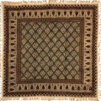 رومیزی قلمکار ممتاز اصفهان طرح حصیری سایز ۱۰۰*۱۰۰ سانتی متر