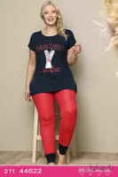 ست تی شرت و شلوار نخی زنانه سایز بزرگ 44622 ترک | سکسن | Sexen
