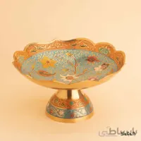 شیرینی خوری برنجی میناکاری پایه دار مدل آکولاد سایز 2