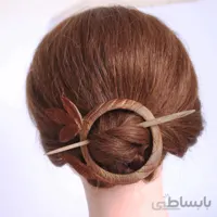 گیره مو دوتایی دستساز چوبی طرح برگ زیتون کد ۱۰۲۴۴۹