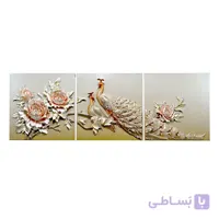 تابلو دکوراتیو برجسته مدل طاووس صدفی سایز 70 در 70 سه تکه