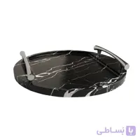 سینی چوبی گرد مدل دسته دار ماربل