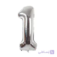 بادکنک فویلی نقره ای عدد 1 سایز 32 اینچ